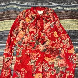 Ralph Lauren floral button up with tie collar